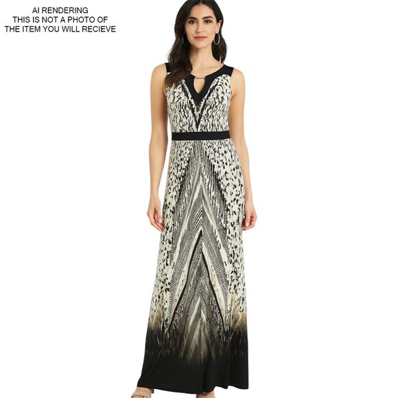 Chicos Dress Maxi Leopard Boho Empire Waist Vacation Festival Neutral 2 Large 12 - Picture 6 of 6